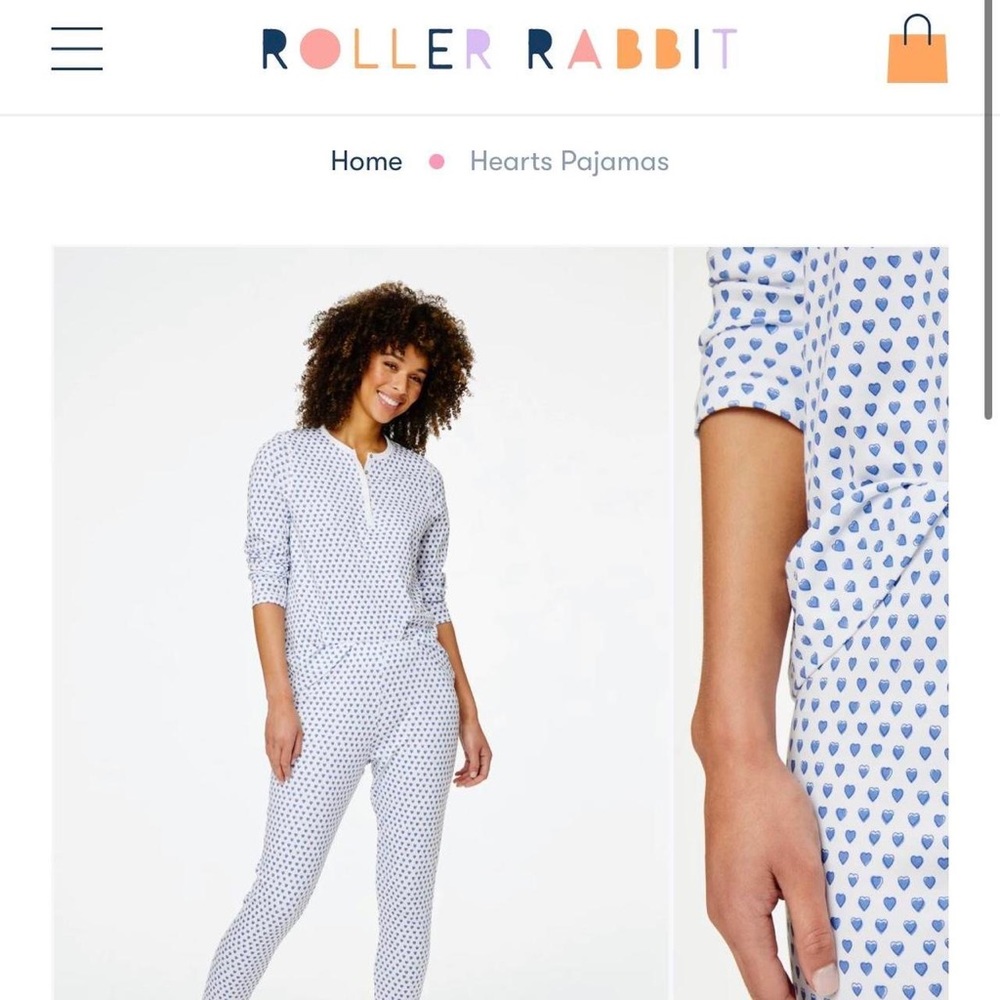 Roller rabbit PJ set blue hearts size xs